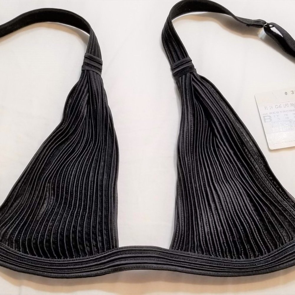 La Perla Black Pleated Crepe Bra 36B